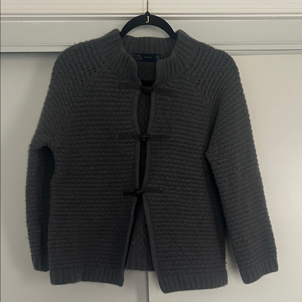 Zara Charcoal Knit Sweater with Toggle Details